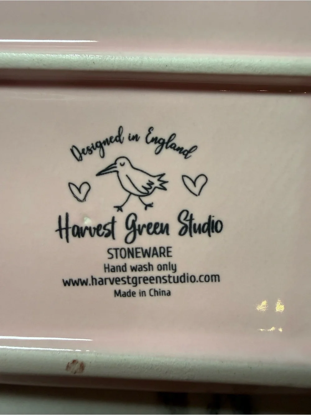 Harvest Green Studio Pink Ceramic Butter Dish Spread The Love Heart Stoneware